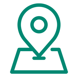 Desenho feito com linhas verdes em fundo transparente com sinal de localização em um mapa.