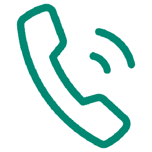 Desenho de um telefone, feito de contornos verdes em um fundo PNG.